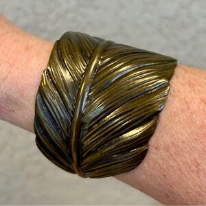 Wide Bronze Feather Cuff Bracelet*